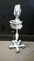 WELCH ALLYN SPOT VITAL SIGNS MONITOR WITH SPO2 CABLE ON ROLLING STAND