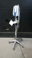 WELCH ALLYN SPOT VITAL SIGNS MONITOR WITH CABLES (SPO2, BP) ON ROLLING STAND