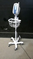 WELCH ALLYN SPOT VITAL SIGNS MONITOR WITH BP CABLE ON ROLLING STAND