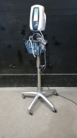 WELCH ALLYN 420 SERIES VITAL SIGNS MONITOR WITH BP CABLE ON ROLLING STAND