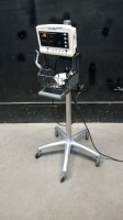 WELCH ALLYN 52000 SERIES VITAL SIGNS MONITOR WITH BP CABLE ON ROLLING STAND