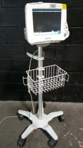 PHILIPS INTELLIVUE MP20 JUNIOR PATIENT MONITOR ON ROLLING STAND