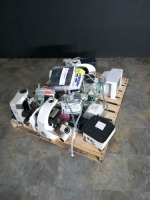 LOT OF MISC. LAB BROKEN MIRCOSCOPES, SCALES, ETC.