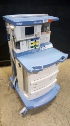 DRAGER FABIUS GS ANESTHESIA MACHINE WITH (VOLUME CONTROL, PRESSURE CONTROL, PRESSURE SUPPORT, MAN SPONT) (NO SOFTWARE)