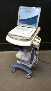 MINDRAY M5 PORTABLE ULTRASOUND SYSTEM WITH 1 PROBE (7L4S) ON UMT-200 MOBILE TROLLEY