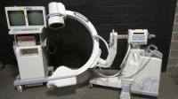 GE 9800 C-ARM SYSTEM (DOM:3/2003) WITH HAND CONTROL,FOOTSWITCH,IMAGE INTENSIFIER (9INCH) & DUAL MONITOR WORKSTATION