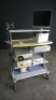 OLYMPUS ENDO CART WITH MONITOR, CV-180 CAMERA CONSOLE WITH PIGTAIL, AND CV-180 LIGHT SOURCE, AND OEP-4 PRINTER