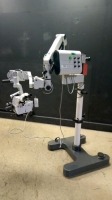 LEICA WILD M680 SURGICAL MICROSCOPE TO INCLUDE DUAL MOUNT BINOCULARS WITH EYEPIECES BOTH (10X/21B) BOTTOM LENSE ON STAND