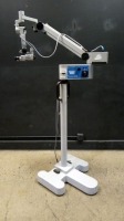 CARL ZEISS OPMI 1-FC SURGICAL MICROSCOPE TO INCLUDE SINGLE MOUNT BINOCULAR WITH EYEPIECES BOTH (10X/22B) BOTTOM LENSE (F 250) ON STAND