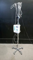 INTEGRA NEUROSCIENCES MPM-1-6 PATIENT MONITOR WITH CABLES (TEMP, PRESSURE) ON ROLLING STAND