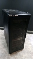 COOPER B-LINE SERVER RACK WITH 3COM BASELINE 2250 PLUS SWITCH, 3COM BASELINE 2024 SWITCH & DATASCOPE PANORAMA TELEMETRY SERVERS
