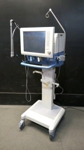 DRAGER EVITA XL VENTILATOR WITH C02 CABLE ON ROLLING STAND (SW 7.06)(SN DRRL-0043)
