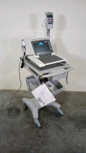 GE MAC 5500 HD ECG/EKG MACHINE WITH ACQUISITION MODULE (CAM-14) ON ROLLING CART