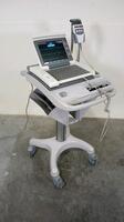 GE MAC 5500 ECG/EKG MACHINE WITH ACQUISITION MODULE (CAM-14) ON ROLLING CART