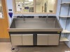 AMSCO DOUBLE BASIN, KNEE OPERATED SCRUB SINK (THIS LOT REQUIRES PROFESSIONAL DE-INSTALLATION AND CERTIFICATE OF INSURANCE)