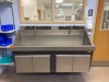 AMSCO DOUBLE BASIN, KNEE OPERATED SCRUB SINK (THIS LOT REQUIRES PROFESSIONAL DE-INSTALLATION AND CERTIFICATE OF INSURANCE)