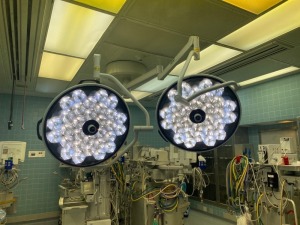 STRYKER VISUM II DUAL HEAD, CENTER MOUNT LED SURGICAL LIGHTS WITH CONTROL (THIS LOT REQUIRES PROFESSIONAL DE-INSTALLATION AND CERTIFICATE OF INSURANCE)