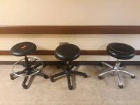 LOT OF 3 EXAM STOOLS