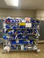 CART AND CONTENTS TO INCLUDE: PERSONAL CARE ITEMS, BANDAGES AND SWABS