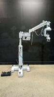 CARL ZEISS OPMI CS-I SURGICAL MICROSCOPE TO INCLUDE SINGLE MOUNT BINOCULAR WITH EYEPIECES BOTH (12,5X) BOTTOM LENSE, SUPERLUX 300 LIGHT SOURCE & MULTI-FUNCTION FOOTSWITCH ON S4 STAND