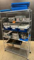 LOT OF EMPTY INSTRUMENT CASES & TRAYS (CART INCLUDED)