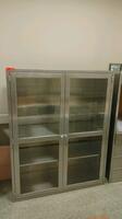 STAINLESS STEEL DOUBLE GLASS DOOR SUPPLY CABINET