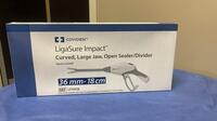 COVDIEN 36 MM- 18 CM LIGA SURE IMPACT CURVED, LARGE JAW, OPEN SEALER/ DIVIDER REF FL4418 EXP 45245 QTY IN BOX 1