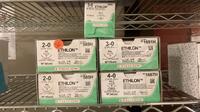 LOT OF ETHICON ETHILON SUTURES SEALED (INDATE) REF EXP QTY IN BOX