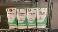 LOT OF ETHICON ETHILON SUTURES OPEN BOX (INDATE) REF EXP QTY IN BOX