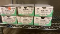 LOT OF ETHICON ETHILON SUTURES OPEN BOX (INDATE) REF EXP QTY IN BOX