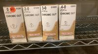 LOT OF ETHICON CHIROMIC GUT SUTURES OPEN BOX (INDATE) REF EXP QTY IN BOX