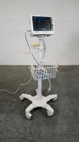 PHILIPS SURESIGNS VM4 VITAL SIGNS MONITOR WITH CABLES (SPO2, BP) ON ROLLING STAND