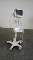 PHILIPS SURESIGNS VM4 VITAL SIGNS MONITOR WITH CABLES (SPO2, BP) ON ROLLING STAND