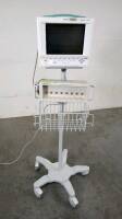 PHILIPS M1204A V24C ANESTHESIA PATIENT MONITOR ON ROLLING STAND