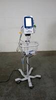 WELCH ALLYN SPOT LXI VITAL SIGNS MONITOR WITH CABLES (SPO2, BP) ON ROLLING STAND