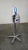 WELCH ALLYN SPOT VITAL SIGNS MONITOR WITH CABLES (SPO2, BP) ON ROLLING STAND