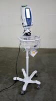 WELCH ALLYN SPOT VITAL SIGNS MONITOR WITH SPO2 CABLE ON ROLLING STAND