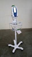 WELCH ALLYN SPOT VITAL SIGNS MONITOR WITH SPO2 CABLE ON ROLLING STAND