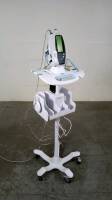 WELCH ALLYN 420 SERIES VITAL SIGNS MONITOR WITH CABLES (SPO2, BP) ON ROLLING STAND