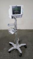 DATEX-OHMEDA CARDIOCAP 5 PATIENT MONITOR WITH ECG CABLE ON ROLLING STAND