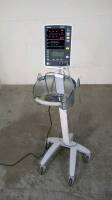 MINDRAY DATASCOPE ACCUTORR V PATIENT MONITOR WITH BP CABLE ON ROLLING STAND