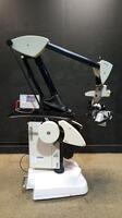 LEICA M500-N NEUROSURGICAL MICROSCOPE TO INCLUDE DUAL MOUNT BINOCULARS WITH EYEPIECES BOTH (10X/21) BOTTOM LENSE ON STAND