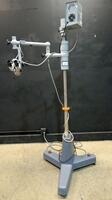 CARL ZEISS OPMI 1 SURGICAL MICROSCOPE TO INCLUDE SINGLE MOUNT BINOCULAR WITH EYEPIECES BOTH (12,5X) BOTTOM LENSE (F 250) ON STAND