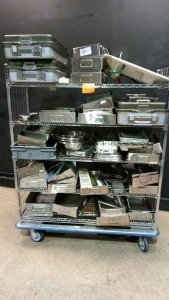 LOT OF EMPTY INSTRUMENT CASES & TRAYS (NO CART)