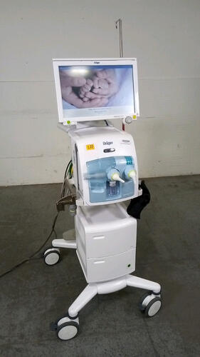 DRAGER BABYLOG VN500 VENTILATOR WITH INFINITY C500 MONITOR ON ROLLING STAND (SW 2.51)