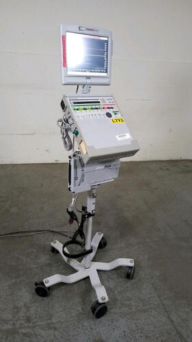 VIASYS LTV 1200 PORTABLE VENTILATOR WITH SPRINTPACK AND LTM MONITOR ON ROLLING STAND