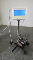 DATASCOPE PASSPORT EL PATIENT MONITOR WITH CABLES (SPO2, BP) ON ROLLING STAND