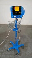 GE DINAMAP V100 CARESCAPE VITAL SIGNS MONITOR ON ROLLING STAND WITH SP02 CABLE