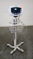 WELCH ALLYN 53NOO VITAL SIGNS MONITOR WITH CABLES (SPO2, BP) ON ROLLING STAND