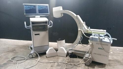 SIEMENS ARCADIS VARIC C-ARM SYSTEM WITH 9 INCH II TO INCLUDE DUAL MONITOR WORKSTATION WITH HAND CONTROL & FOOTSWITCH